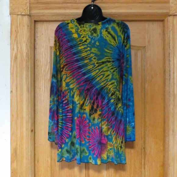 Tie Dye Mini dress or Blouse long bell sleeves - Picture 12 of 16